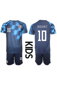 Kroatia Luka Modric #10 Jalkapallovaatteet Lasten Vieraspeliasu MM-kisat 2022 Lyhythihainen (+ Lyhyet housut)